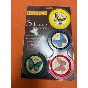 Coasterica Silicone Coasters Butterflys 4 Pack Slips on